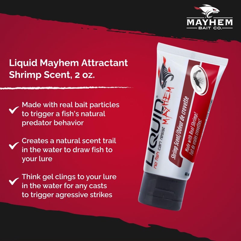 Liquid Mayhem Shrimp Fish Attractant Gel 60 ml / 2 oz Â· 60 Uses 1-Pack â€“ Real Shrimp Bait & Aminos | UV-Enhanced Long-Lasting Gel â€“ All Lure Types - Image 2
